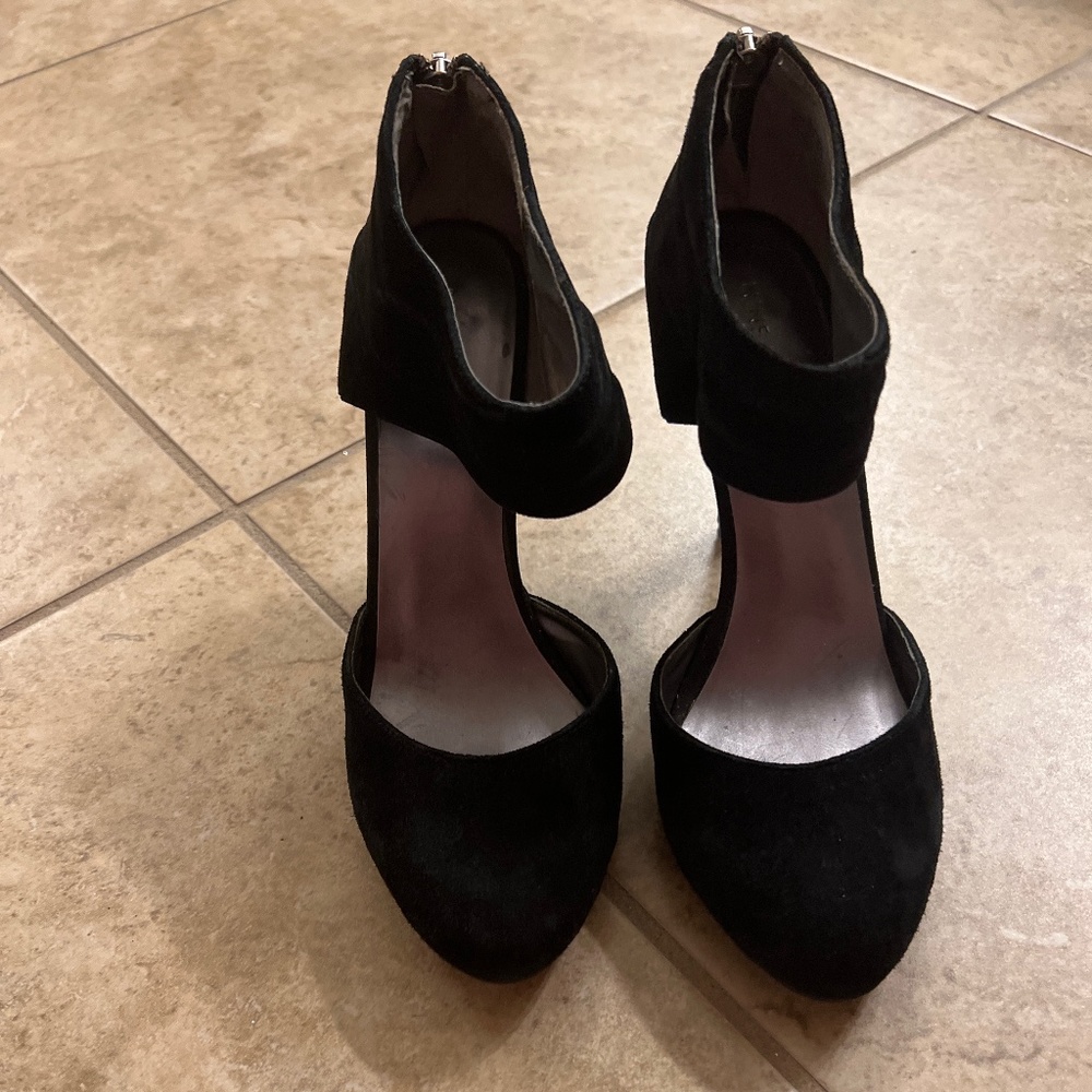 Black suede heels